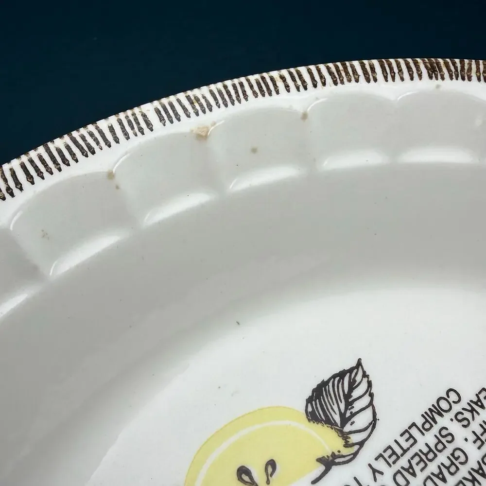 Vintage Lemon Meringue Pie Recipe Pan Royal China by Jeanette Ceramic Dish Plate